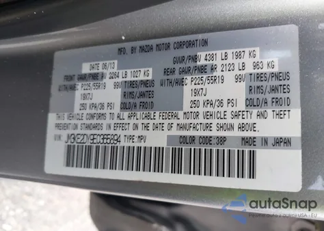 2014 Mazda Cx-5 Grand Touring z USA, uszkodzony, nr VIN JM3KE2DY9E0365894